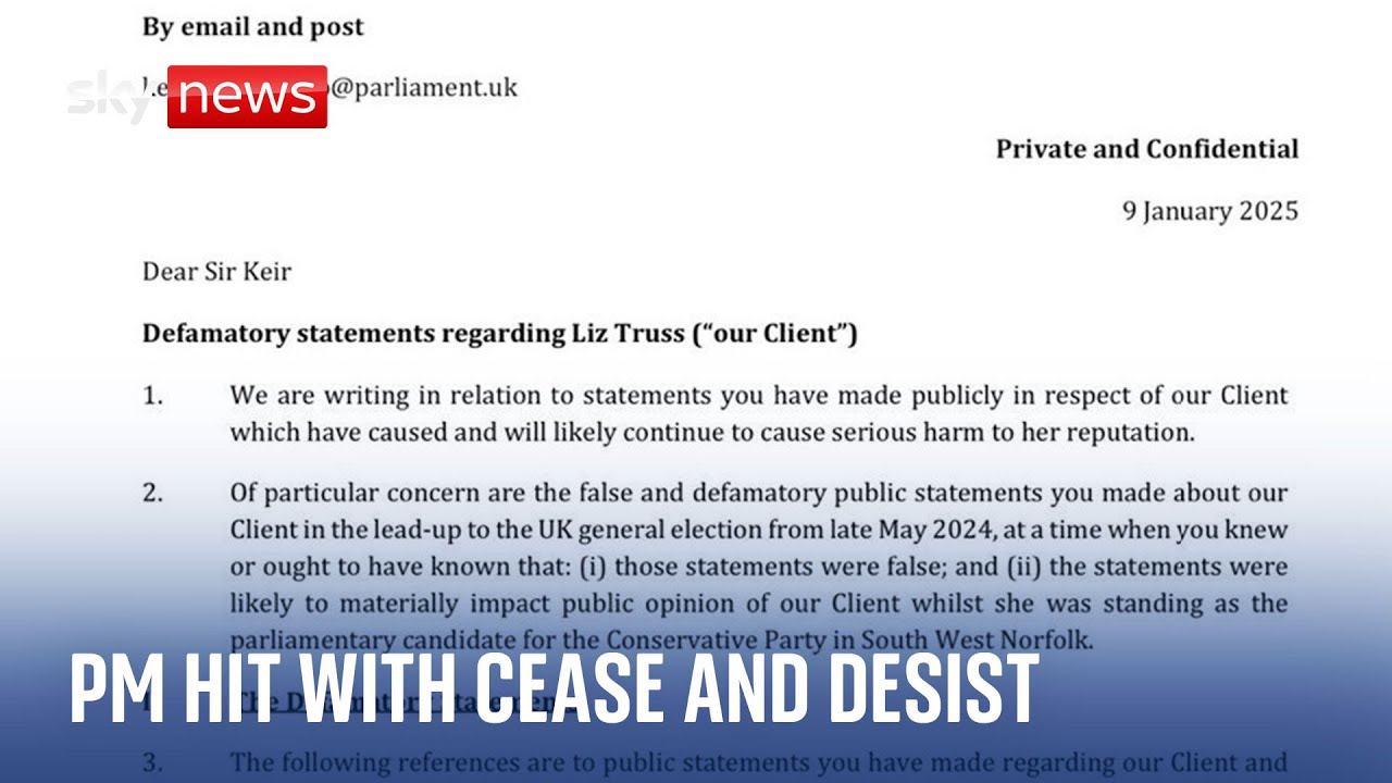 Truss sends 'cease and desist' letter to Starmer over claim she 'crashed the economy'