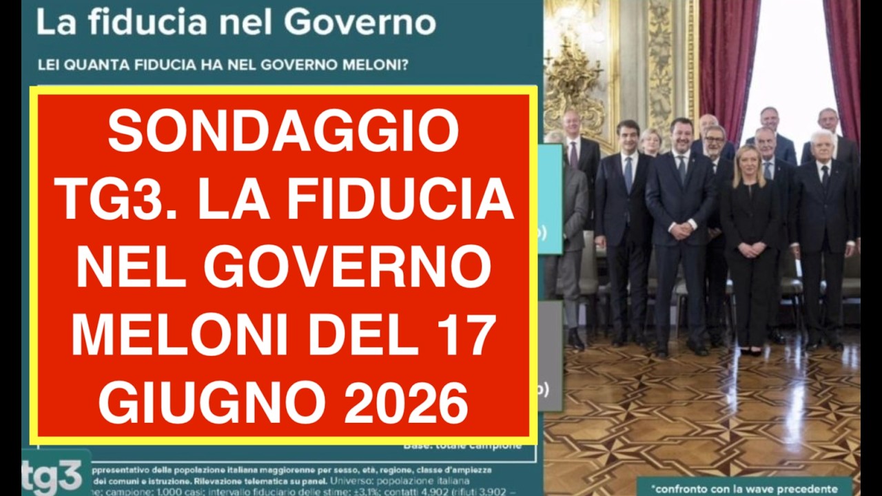 SONDAGGIO TG3. LA FIDUCIA NEL GOVERNO MELONI DEL 17 GIUGNO 2026