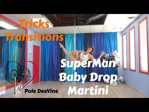 Pole Tricks N Transitions - Superman Baby Drop to Martini combo (master pole fitness)