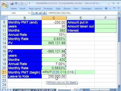 Highline Excel Class 51: Life Time Savings Plan