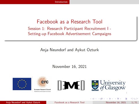 Webinar on Facebook as a Research Tool: Session 1 "Participant recruitment I"