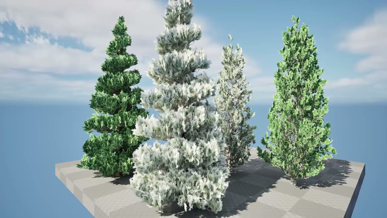 Pins verts et enneig&eacute;s Modèle 3D