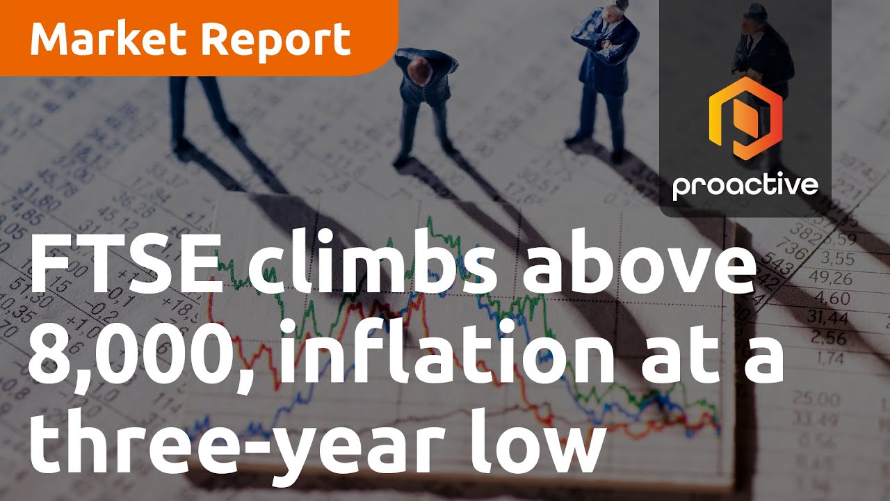 FTSE climbs above 8,000, inflation at a three-year low - Market Report