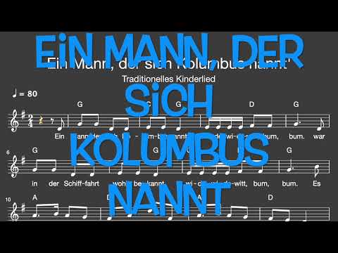 Lied: Ein Mann, der sich Kolumbus nannt' (Kinder / Melodie, Akkorde, Noten, Text)