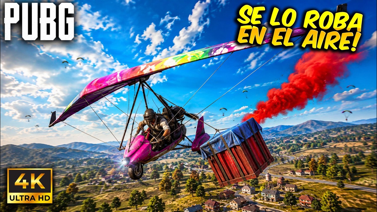 PUBG modo LATAM! Se roba el AIRDROP con el GLIDER en el AIRE! 🤣