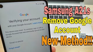 New Method!!! Samsung A21s (SM-A207F), Remove Google Account, Bypass FRP.