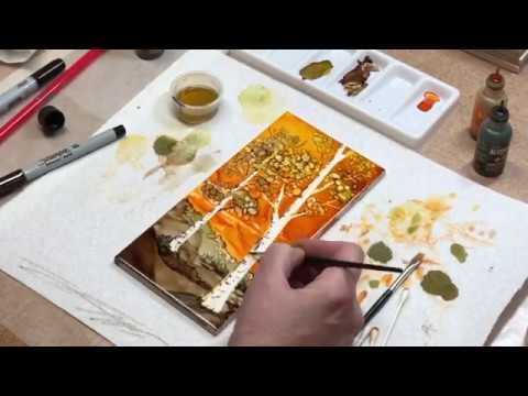 Alcohol Ink Birch Trees