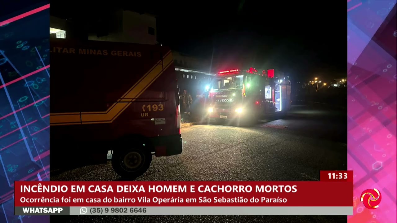 Fogo em casa mata homem e cachorro em São Sebastião do Paraíso