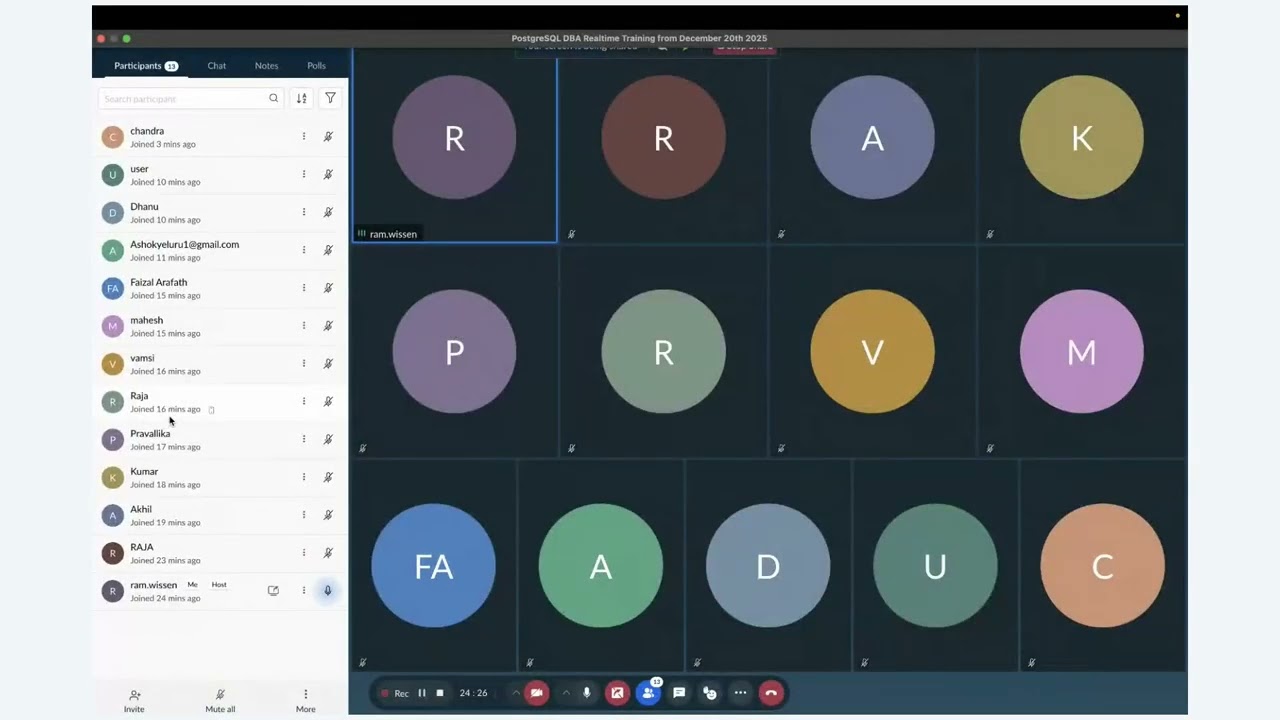 PostgreSQL DBA Realtime Training
