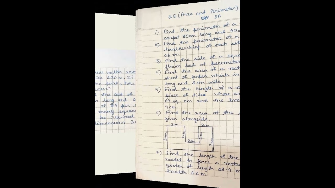 CBSE - Grade 5 - Mathematics - Area and Perimeter - Worksheet (SA)