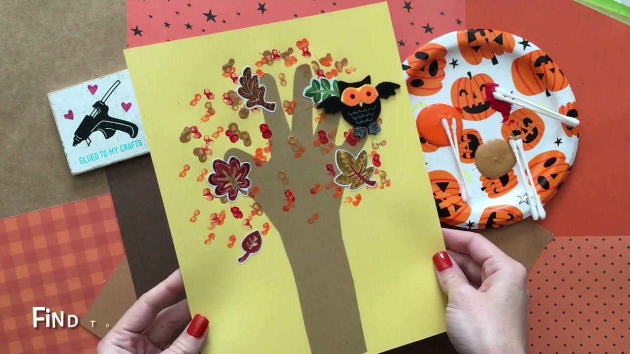 Q-Tip Painted Fall Tree Craft Idea For Kids To Recreate