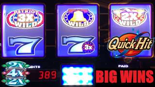 JACKPOT! BIG WINS on Triple Double Patriot! x x x Jackpots + Quick Hit Super wheel slot play! Video