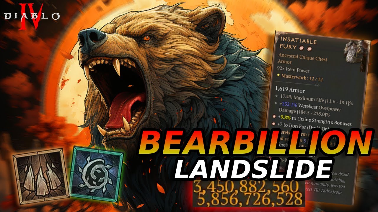 Diablo 4 BEST Pure Landslide BEARBILLION BUILD season 5