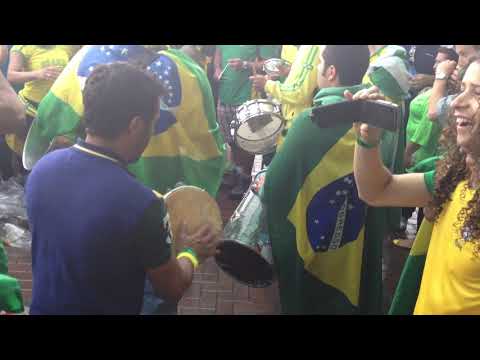 Brazil fans outside Old Trafford Olympics 2012 ahead of Brazil 3-1 Belarus