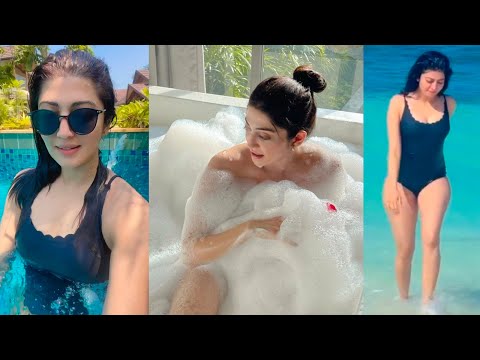 Pranitha Subhash's Enchanting Swimsuit and Bikini with Swimming Fashion Looks at Maldives Video