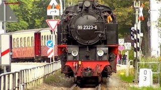 preview picture of video 'Dampfzüge in Bad Doberan - 99 2322 & 99 2323 - Bäderbahn Molli - steam trains - Narrow Gauge'