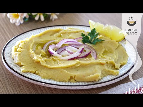 Greek Fava salad spread - An amazing yellow split peas cold salad! | Fresh Piato