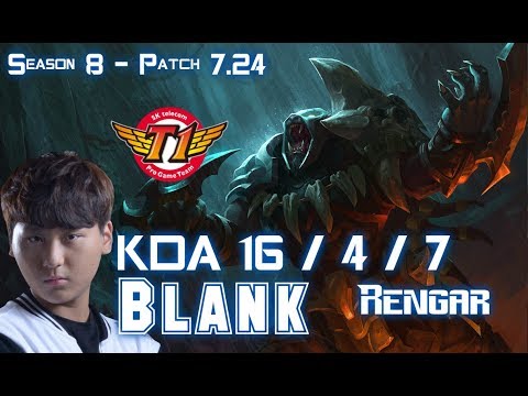SKT T1 Blank RENGAR vs LEE SIN Jungle - Patch 7.24 KR Ranked