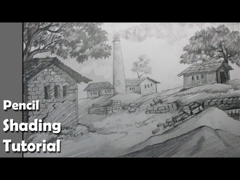 Mountains and Pine Tress Watercolor Pencil Landscape Drawing | steps to follow