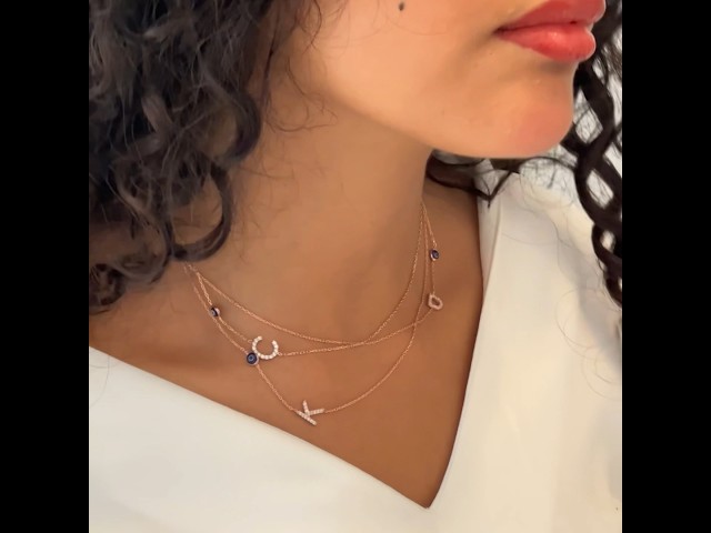 سلسلة حرف بالانجليزي الأنيقة , اللون روز جولد (LE1...