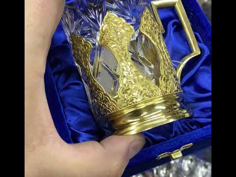 Подстаканник из серебра с позолотой «Башня золотая», пд055