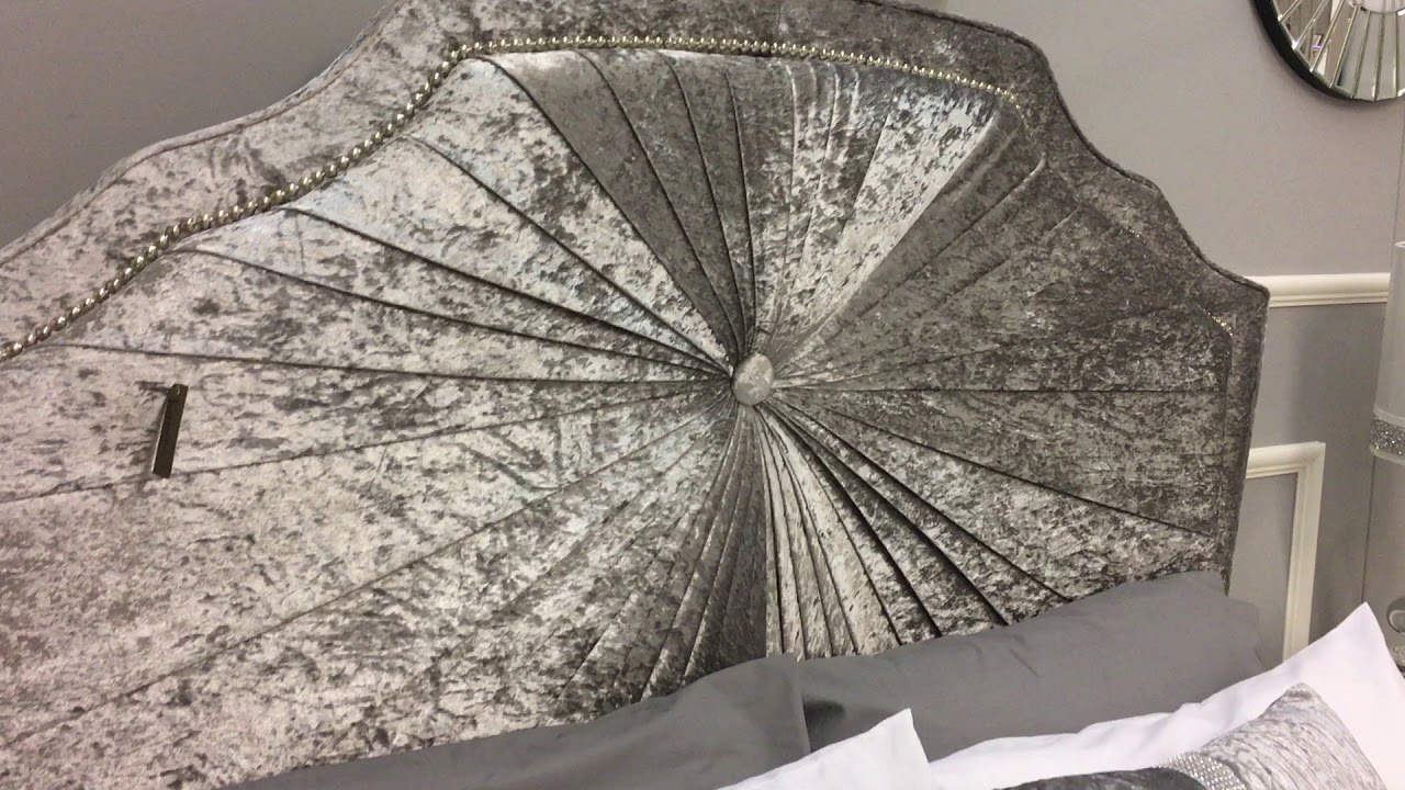 Starlight Grey Silver Velvet Upholstered King Size Bed Frame