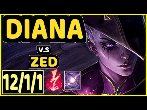 VROW (DIANA) vs ZED - 12/1/1 KDA MID GAMEPLAY - EUW Ranked GRANDMASTER