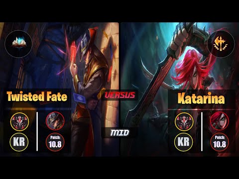 GrandMaster TWISTED FATE [Unsealed Spellbook] (Mid) VS  KATARINA - Grandmaster KR Patch 10.8