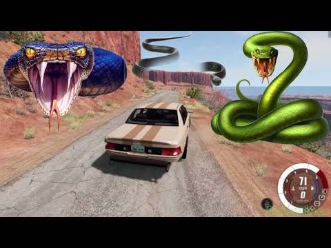 High Speed Car vs Giant Anaconda | Realistic Car Crashes😭😭 | BeamNG Drive #9 | Cobra 🐍😱😱