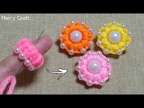 Amazing Woolen Flower Ideas using Finger - Hand Embroidery Amazing Trick - Sewing Hack - No Crochet