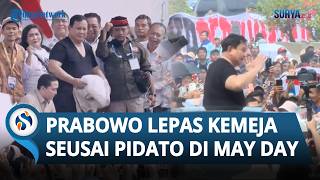Momen Presiden Prabowo Lepas Kemeja seusai Pidato di May Day, Pulang Pakai Kaus Oblong