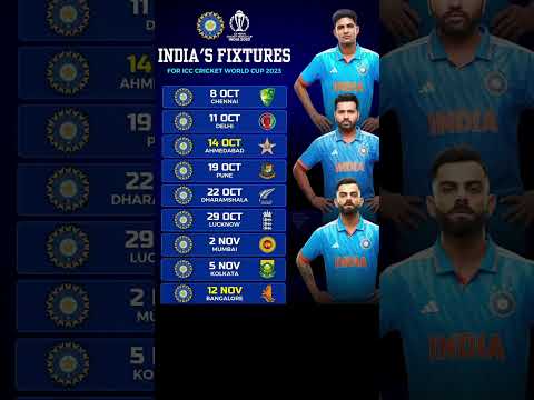 INDIA'S FIXTURES FOR ICC CRICKET WORLD CUP 2023#indian#cricket#viratkohli#rohitsharma#shortsfeed