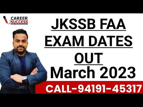 JKSSB FAA EXAM DATES OUT || JKSSB 2023 NEW EXAM CALENDER OUT@CareerSuccessjandK