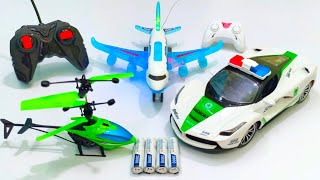 Radio Control Airbus A380 and Rc Police Car, Airbus A380, aeroplane, helicopter, police car, plane,