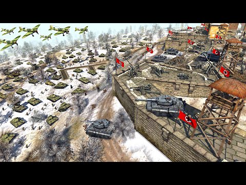 WW2 German MEGA-FORTRESS vs 3,500 SOVIET ARMY! - Men of War: WW2 Mod