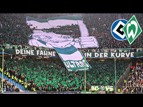 Hsv - Werder Bremen | Werder mit einer schönen Choreo & pyro im nordderby