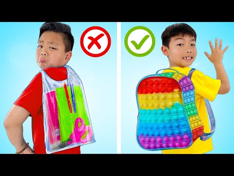 Alex and Eric Go to School with Magic Pop It Backpack