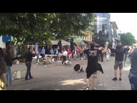 (WARNING) England & Wales Fans Together Against Russians In Lille (Euro 2016)