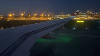 4K | Swiss A220 takeoff from Zürich
