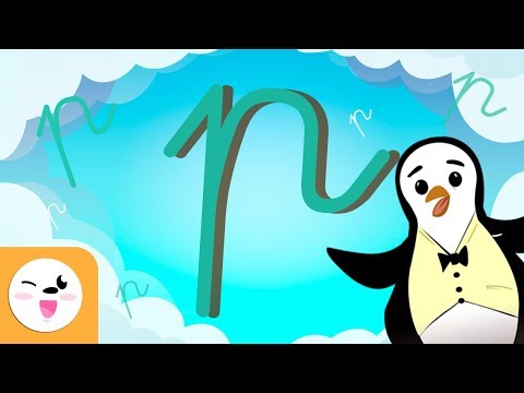 Letra P con caligrafía enlazada - El abecedario para niños