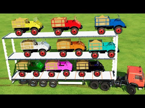 LOAD & TRANSPORT MINI TRUCK TRANSPORTING WITH KAMAZ TRUCK-Farming Simulator 22
