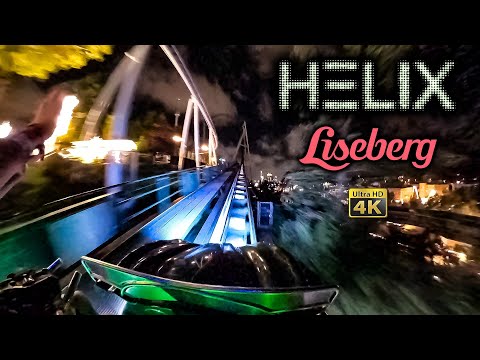 Helix Roller Coaster at Night On Ride Font Seat 4K POV Liseberg 2023 08 10