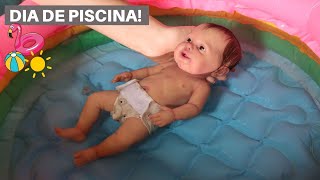 ROTINA DIA DE PISCINA COM A BEBÊ REBORN DE SILICONE HELENA!