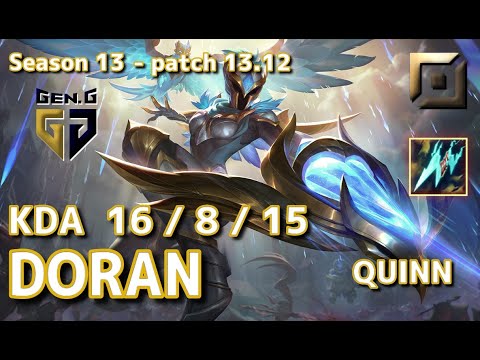 【KRサーバー/C1】Gen.G Doran クイン(Quinn) VS レネクトン(Renekton) TOP - Patch13.12 KR Ranked【LoL】