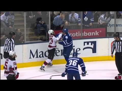 Dion Phaneuf's Hit on Zach Parise and Fight vs David Clarkson - Feb 21st 2012 (HD)