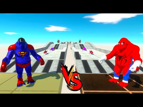 SPIDERMAN GORO vs SUPERMAN GORO RACE BATTLE COMPETITION - Animal Revolt Battle Simulator