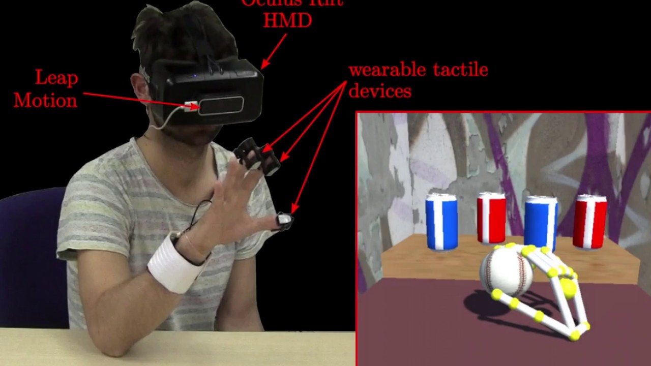 Touching virtual objects with wearable haptics