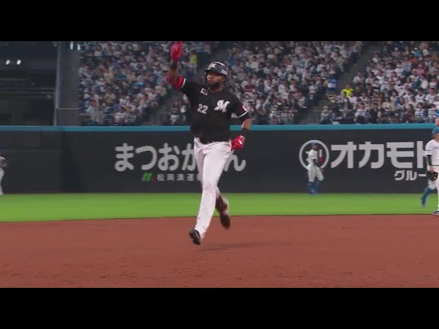 【7回表】パワー!! マリーンズ・ポランコ 貴重な追加点となるセンターへのソロホームラン!!  2024年10月12日 北海道日本ハムファイターズ 対 千葉ロッテマリーンズ