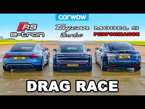 Audi RS e-tron GT v Porsche Taycan v Tesla Model S: DRAG RACE