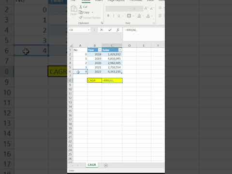 CAGR Function in excel